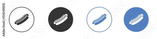 Hotdog icon collection for app in black and blue colors