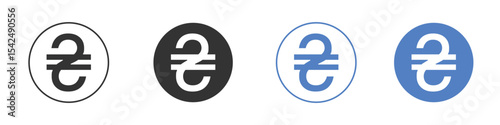 Hryvnia icon collection for app in black and blue colors