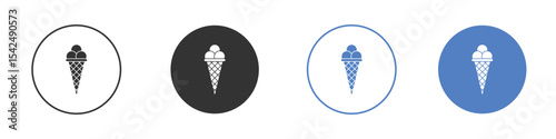 Ice cream cone icon collection for app in black and blue colors