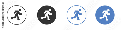 Ice skate icon collection for app in black and blue colors