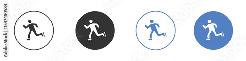 Ice skate icon collection for app in black and blue colors
