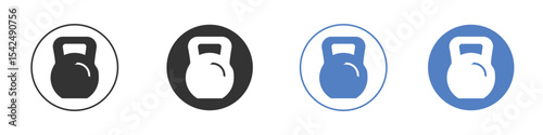 Kettlebell icon collection for app in black and blue colors