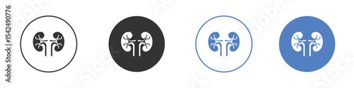 Kidneys icon collection for app in black and blue colors