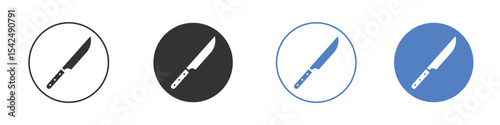 Kitchen knife icon collection for app in black and blue colors