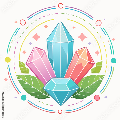 Crystal healing vector icon