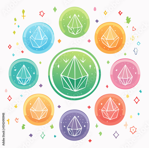 Crystal healing vector icon 