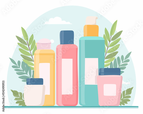Flat vector of skincare product tubes 