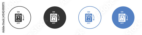 Light switch off icon collection for app in black and blue colors
