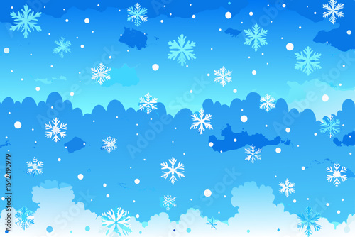 Abstract blue Christmas background with a pattern of snowflakes, perfect for a winter holiday celebration design