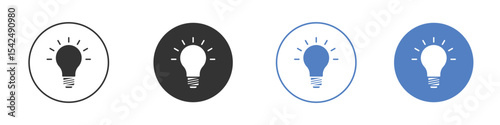 Light bulb icon collection for app in black and blue colors