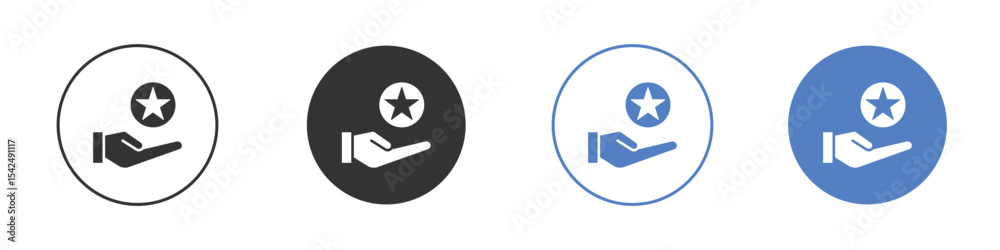 Fototapeta premium Loyalty program icon collection for app in black and blue colors