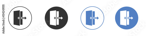 Logout icon collection for app in black and blue colors