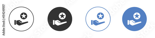 Loyalty program icon collection for app in black and blue colors