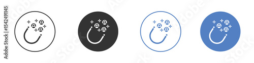Magnet user icon collection for app in black and blue colors