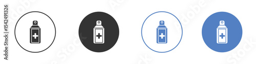 Medical pump icon collection for app in black and blue colors