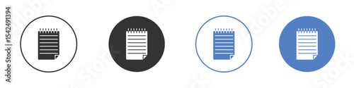 Memo Pad icon collection for app in black and blue colors