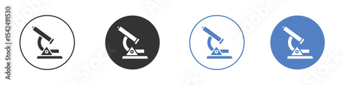 Microscope icon collection for app in black and blue colors