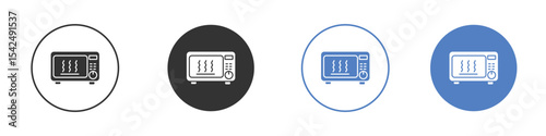 Microwave icon collection for app in black and blue colors