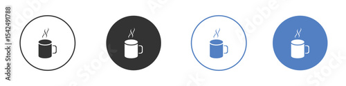 Mug icon collection for app in black and blue colors
