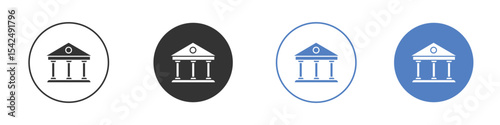 Museum icon collection for app in black and blue colors
