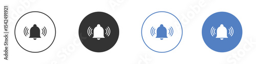 Notification bell icon collection for app in black and blue colors