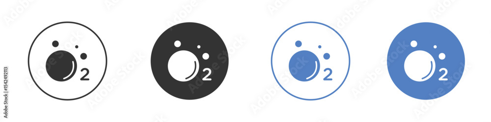 Obraz premium Oxygen O2 icon collection for app in black and blue colors