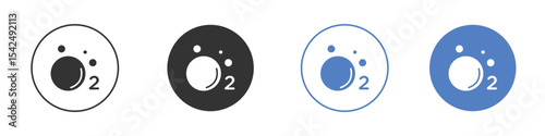 Oxygen O2 icon collection for app in black and blue colors