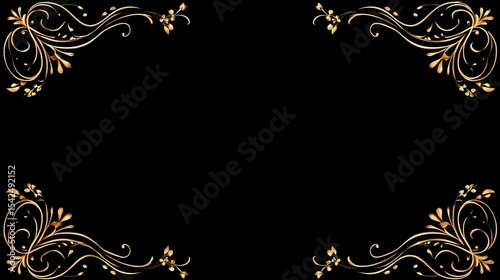 Elegant black background with golden frame
