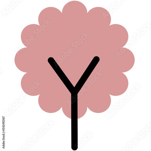 Cute flat cartoon tree doodle isolated.Tree plant stroke hand drawn painting-Element vector illustration