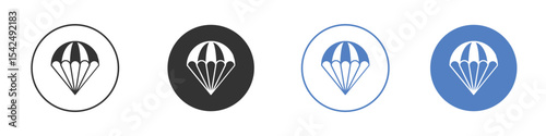 Parachute icon collection for app in black and blue colors
