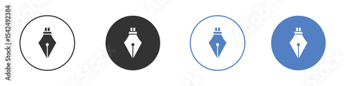 Pen nib icon collection for app in black and blue colors