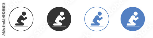 Person Praying icon collection for app in black and blue colors