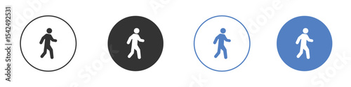 Person walking icon collection for app in black and blue colors