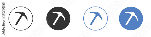 Pickaxe icon collection for app in black and blue colors