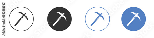 Pickaxe icon collection for app in black and blue colors