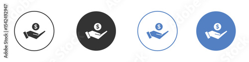 Profit icon collection for app in black and blue colors