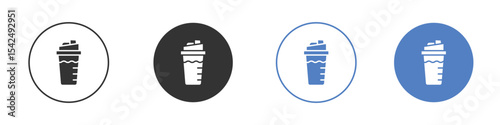 Protein shake icon collection for app in black and blue colors