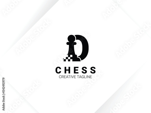 Simple letter O chess logo with pawn and chessboard symbol. Monogram logo template