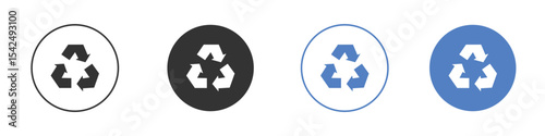 Recycle icon collection for app in black and blue colors