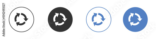 Recycling icon collection for app in black and blue colors