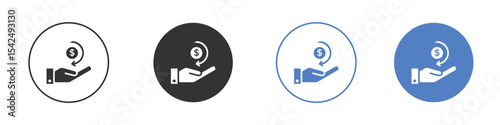 Refund icon collection for app in black and blue colors