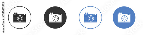 Retro camera icon collection for app in black and blue colors