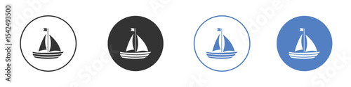 Sailboat icon collection for app in black and blue colors