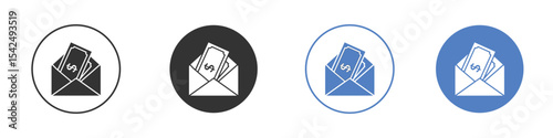 Salary icon collection for app in black and blue colors