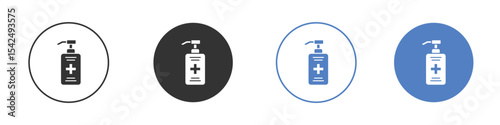 Sanitizer icon collection for app in black and blue colors