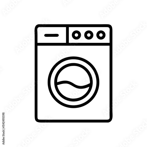 Front-loading washing machine in line art style, icon, vector 