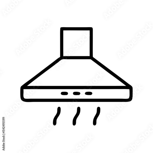 Modern range hood with ventilation design and smoke lines, icon, vector  