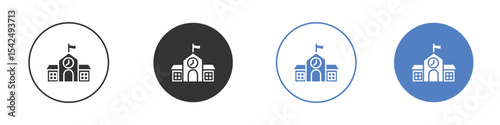 school icon collection for app in black and blue colors