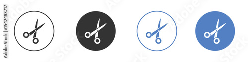 Scissors icon collection for app in black and blue colors