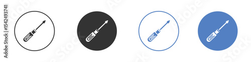Screwdriver icon collection for app in black and blue colors